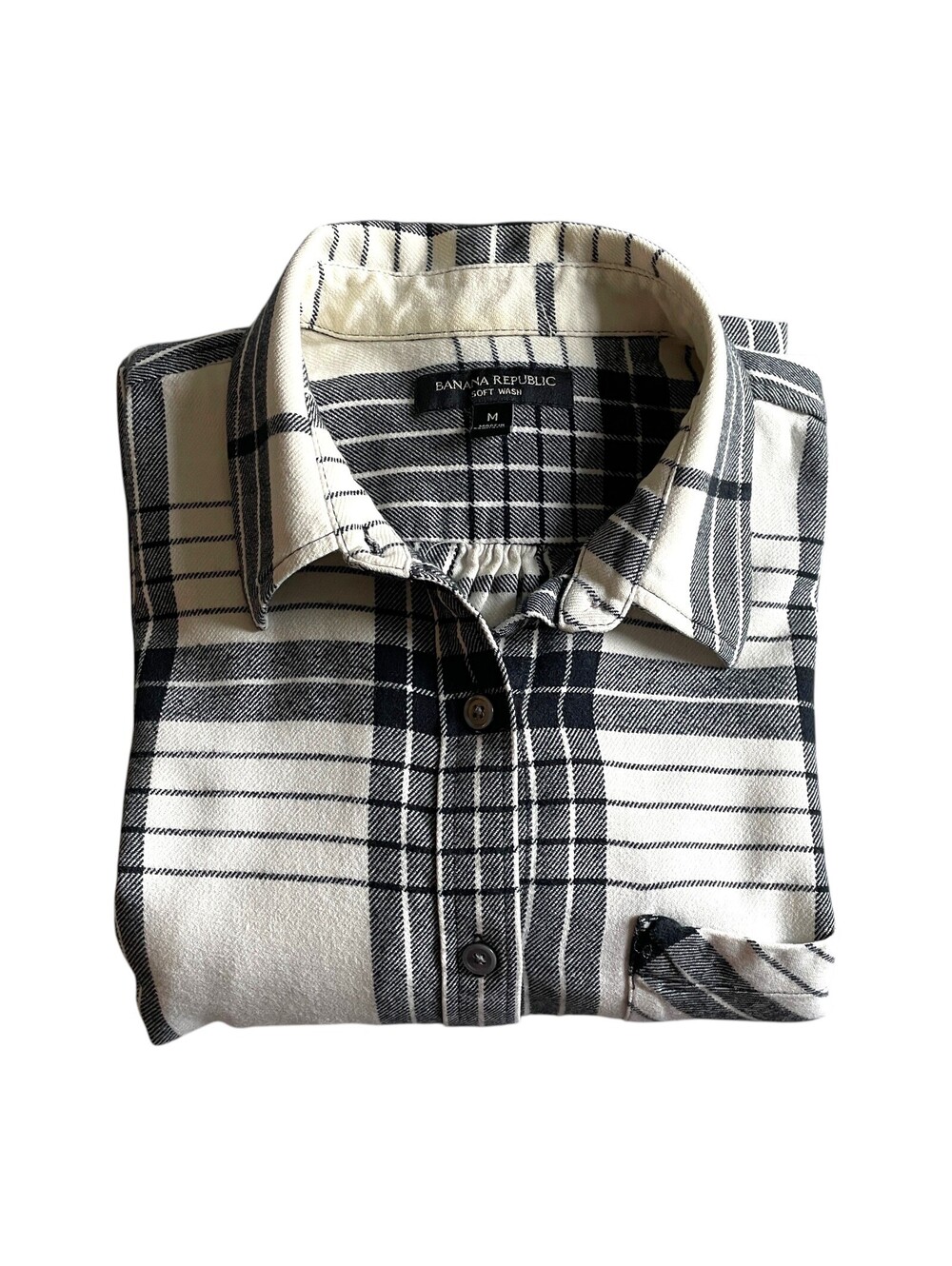 Banana Republic Mens MED Soft Wash Flannel Plaid Shirt LS